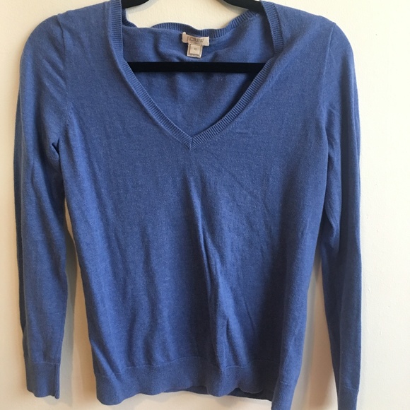 J Crew Blue V-Neck Sweater - Picture 1 of 4